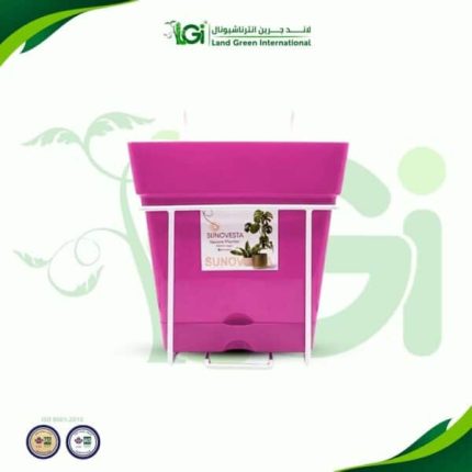 أصيص زراعة مربع بحامل للبلكونة – فوشيا